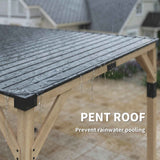 A NatureScape Living 10x20 Lean-To Gazebo with a black steel pent roof shedding rainwater, preventing pooling.