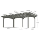 NatureScape Living's grey 12x20 wood pergola, an elegant outdoor structure, shown with dimensions.