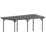 The 12x20 Wood Pergola, a gray wooden garden structure with slatted roof and sturdy posts for outdoor entertaining.