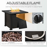 30-inch rectangular outdoor propane fire table with auto-ignition, adjustable flame, lava rocks, 50000BTU burner.