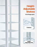 A white NatureScape Living Commercial Display Case with glass doors showcasing height-adjustable wire shelves and a 9.8 cft large space.