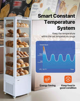 White 9.8 Cu.Ft. refrigerated pastry display case showcasing baked goods with a Smart Temperature System for energy saving.