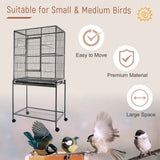 Enhance Your Bird's Life with the 30" Rolling Bird Cage Feeder - Complete with Stand, Storage, and Perches