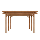 NatureScape Living's 12x20 wood pergola, a sturdy brown structure with a slatted roof, ideal for climbing plants.