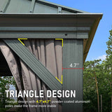 NatureScape Living Galvanized Hardtop Gazebo's dark grey 4.7" aluminum pole and triangle design for enhanced stability.