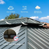 NatureScape Living's Galvanized Hardtop Gazebo roof boasts ventilation, UV blocking, rain/snow resistance, and a central bug net.
