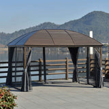 Galvanized Steel Hardtop Gazebo - 10x13 Gray Pavilion for Your Outdoor Space