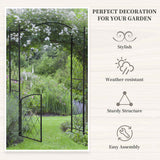Garden Arch Trellis - 85" Metal Arbor with Gate for Climbing Vines