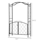 Garden Arch Trellis - 85" Metal Arbor with Gate for Climbing Vines