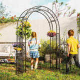 Garden Arch with Gate - 7.4ft Steel Garden Arbor Trellis