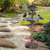 Garden Bird Bath - 3-in-1 Pedestal with Feeder & Planter in Bronze