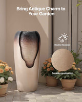 Glazed Jar Fountain - Elegant 1-Tier Outdoor Water Feature