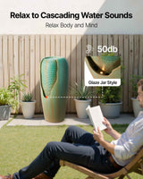 Glazed Jar Fountain - Outdoor 1-Tier Water Feature, 30.71 In Green