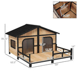 Large Wooden Dog House - Cozy Outdoor Retreat for Your Pet