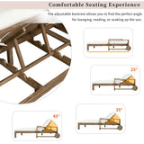 TREXM 1-Piece Farmhouse Wooden Sunbed featuring an adjustable backrest shown at 0°, 25°, 35°, and 45° for comfort.