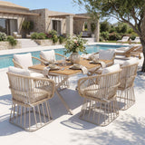 Outdoor Dining Set - 7-Piece Rectangular Teak Wood Table & Chairs