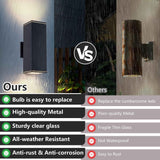 Outdoor Wall Light - 12in Modern Square Cylinder Up Down Lights