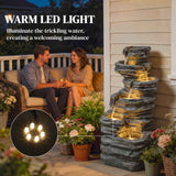 Outdoor Waterfall Fountain - 40" Tall Cascading Fountain with LED Lights