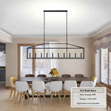Pergola Chandelier - 10-Light Farmhouse Pavilion Rectangular in Black