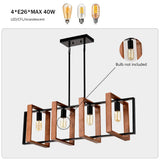 Pergola Pendant Lights - 4-Light Rustic Wood & Black Metal Chandelier