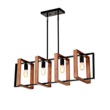 Pergola Pendant Lights - 4-Light Rustic Wood & Black Metal Chandelier