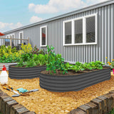 Raised Garden Bed Set - 7' X 3' X 1' with Metal Plant Stakes