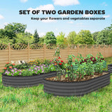 Raised Garden Bed Set - 7' X 3' X 1' with Metal Plant Stakes