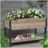 Raised Garden Planter: New Style 45" Iron-Wood Grow Bed with Storage