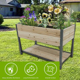 Raised Garden Planter: New Style 45" Iron-Wood Grow Bed with Storage