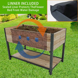 Raised Garden Planter: New Style 45" Iron-Wood Grow Bed with Storage