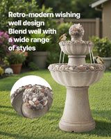 Rock Water Fountain - Elegant 2-Tier Outdoor Fountain with Rock Base