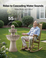 Rock Water Fountain - Elegant 2-Tier Outdoor Fountain with Rock Base