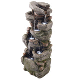 Rock Waterfall Fountain - 7-Tier Cascading Outdoor Water Feature
