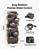 Rock Waterfall Fountain - 7-Tier Cascading Outdoor Water Feature