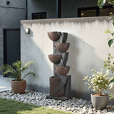 Serene Outdoor Jar Water Fountain – 5-Tier Cascading Beauty for Your Space