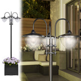 Solar Lamp Post - 74.5" 3-Head Outdoor Lighting with Planter