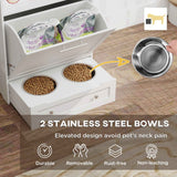 Stylish Dog Feeding Station: Pet Feeder Storage Cabinet with Raised Bowls and Easy Organization