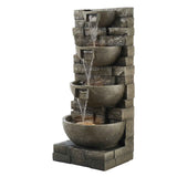 Tiered Water Fountain - 4-Tier Outdoor Water Fountain in Block Stack Style