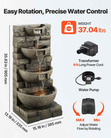 Tiered Water Fountain - 4-Tier Outdoor Water Fountain in Block Stack Style