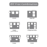 Top-down view of six modular configurations for the Modern Memory Foam Compressed Sofa, illustrating 'DIY Free Combination' options.