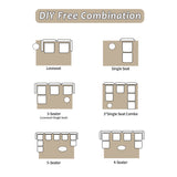 "DIY Free Combination" diagram for NatureScape Living's modular pet sofa, showing light brown units with white cushions.