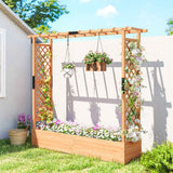 Wooden Planter Box with Trellis - Ideal for Climbing Plants and Herbs