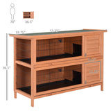 Wooden Rabbit Hutch - 54" 2-Story Bunny Cage for Indoor & Outdoor