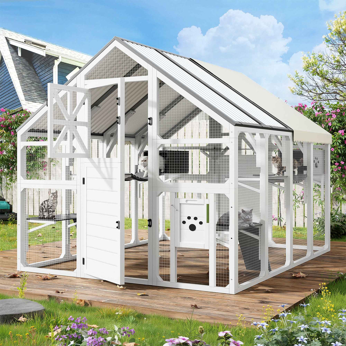 Outdoor Catio: Extra Large Walk-in Cat Enclosure for Multiple Cats