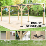 NatureScape Living's 10x20 Lean-To Gazebo features a robust structure with thick wood columns and triangle supports, withstanding level-7+ winds.