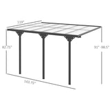 A NatureScape Living 12x10 Polycarbonate Pergola with a black metal frame and clear sloped roof.