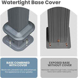 NatureScape Living 13x13 Hardtop Gazebo's watertight base cover prevents rust and enhances aesthetics, shown next to an exposed, rusted base.