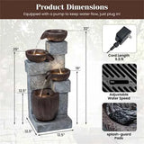 4-Tier Waterfall Fountain with LED Lights - Serene Outdoor Decor