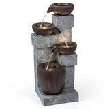 4-Tier Waterfall Fountain with LED Lights - Serene Outdoor Decor