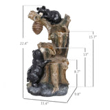 Bear Water Fountain - 3-Tier Outdoor Resin Fountain with LED Lights